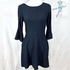ALYX bell sleeve black and blue textured dress with pockets size petite medium